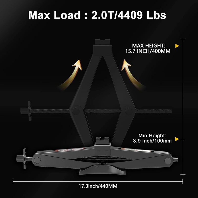 IMAYCC Scissor Jack for Car - 2 Ton (4409 lbs) Car Jack Kit,Quick Lifting Tire Changing Kit, Tire Jack kit for Auto/SUV/MPV (2 Ton) - Image 2